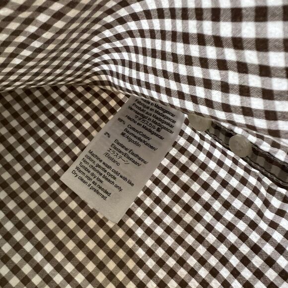 J.Crew Shirt Mens Size M Taupe White Gingham Check Button Down Classic Stretch - Picture 4 of 9
